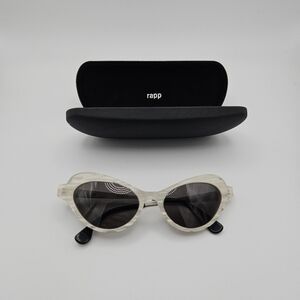 Rapp Maeve titanium sunglasses with white acrylic cat eye rims